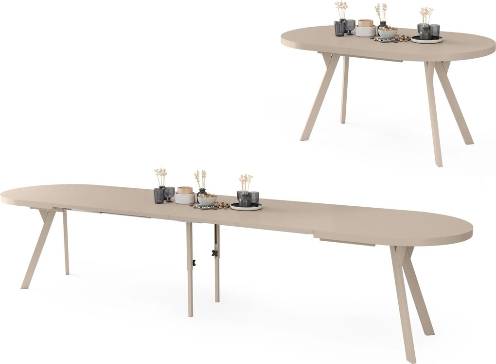 Mazzoni EXPANSO Kasjmier / kasjmier poten - OVALE UITSCHUIFTAFEL 160-360 cm VOOR 16-18 PERSONEN