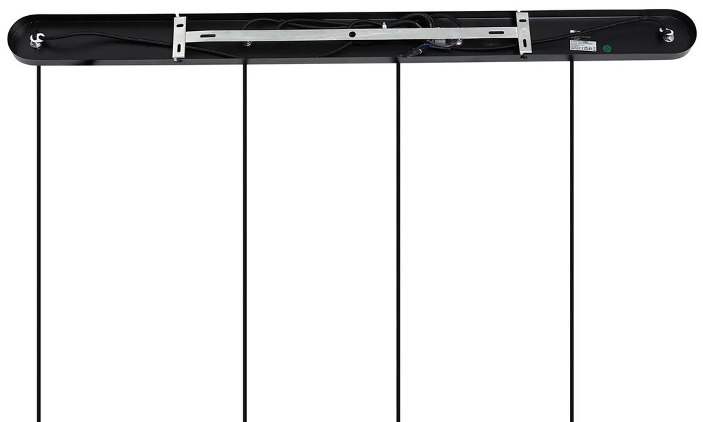 Art Deco hanglamp zwart met smoke glas langwerpig 4-lichts - Bao