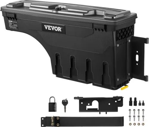 VEVOR opbergbox voor laadbak, afsluitbaar deksel, waterdichte ABS wielkast gereedschapskist 25 L met wachtwoordslot, compatibel met Dodge Ram 1500 2019-2021, passagierszijde