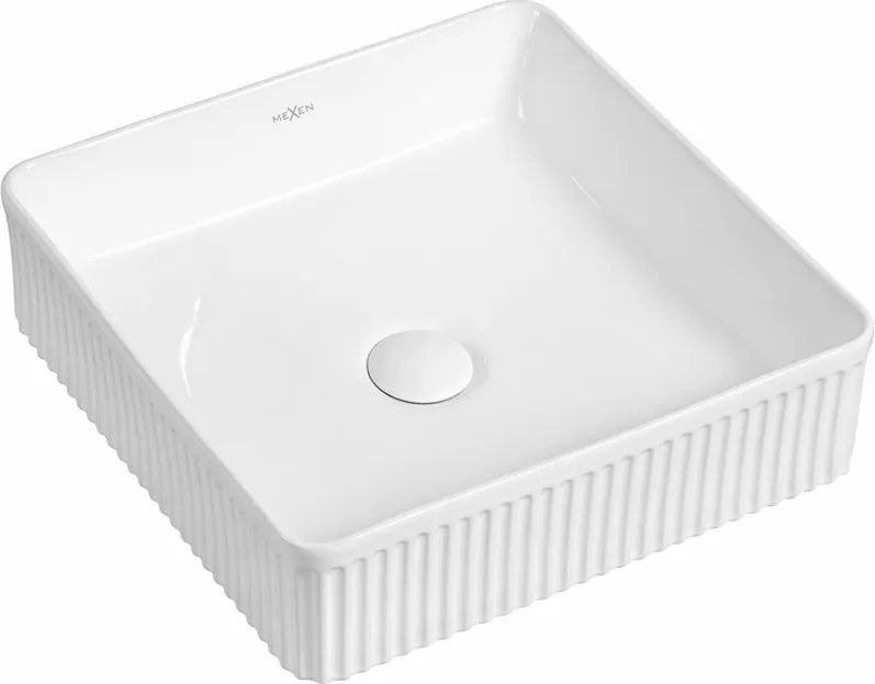 Mexen Grovo opbouw wastafel geribbeld 41 x 41 cm, wit - 22304100