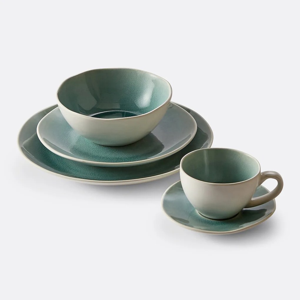 Set van 4 platte borden met gebarsten effect, Gogain
