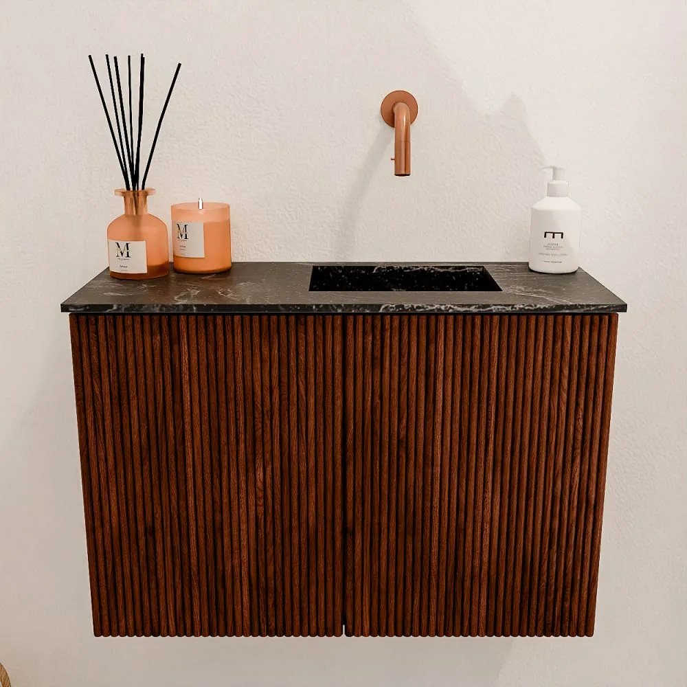 Mondiaz Joya DLux 60cm toiletmeubel ruby met wastafel faye rechts zonder kraangat lava