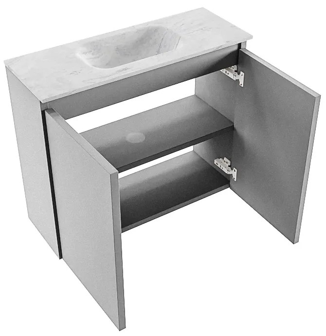 Mondiaz Ture DLux toiletmeubel 60cm plata met wastafel opalo midden zonder kraangat