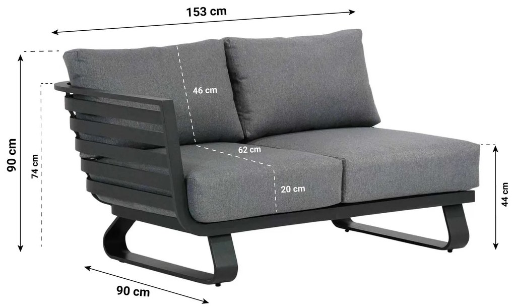 Hoek loungeset 5 personen Aluminium Grijs  Santika Furniture Santika Sovita