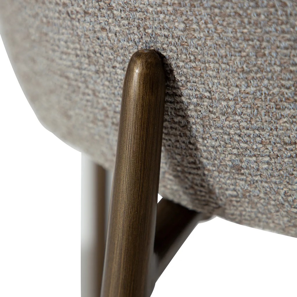Dan-Form Glam Luxe Eetkamerstoel Boucle Grijsbruin En Antique Brass