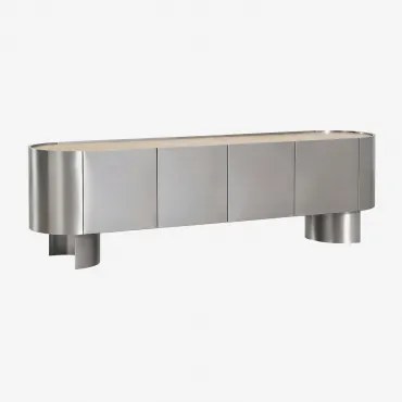 Luena Tv-meubel In Roestvrij Staal Travertine & ↔︎ 180 Cm - Sklum