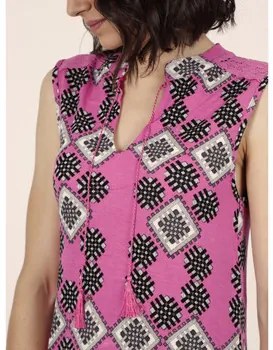 Jurk Roze Admas  Mouwloze zomerjurk Art Deco fuchsia