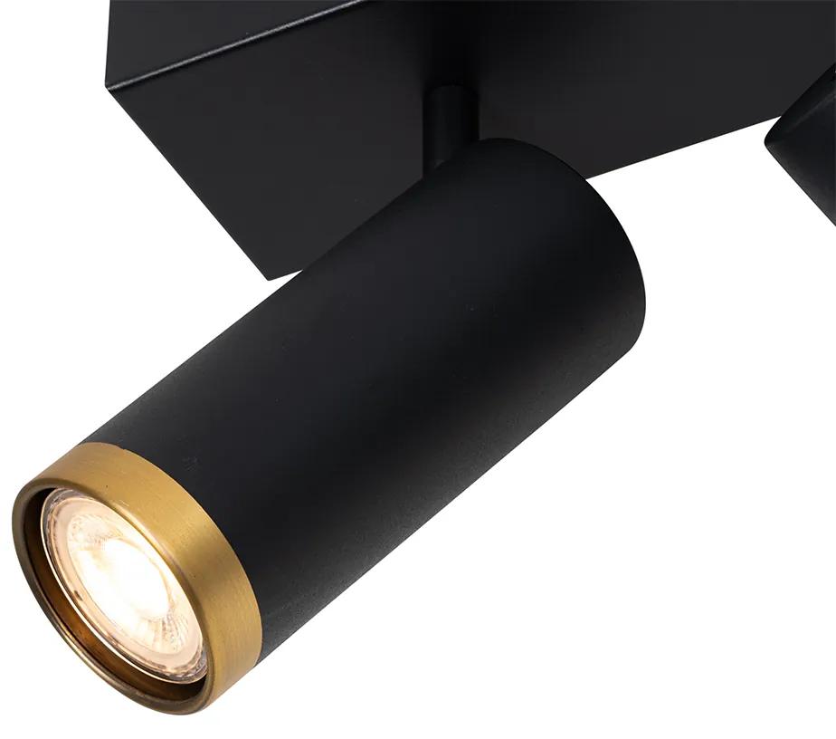 Moderne plafondSpot / Opbouwspot / Plafondspot zwart met brons 4-lichts verstelbaar - Renna Modern GU10 Binnenverlichting Lamp