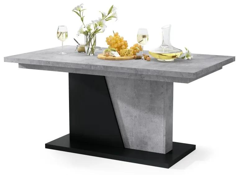 NOBLE NOIR Millenium Beton/Mat Zwart – uitschuifbare tafel tot 218 cm, voor 8, 10 personen.