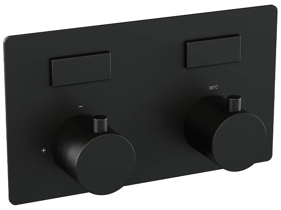 Brauer Black Edition thermostatische inbouw regendouche met 3 standen handdouche, gebogen muurarm, glijstang en hoofddouche 20cm set 69 zwart mat