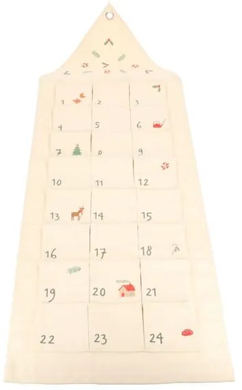 Adventskalender 2024, GOTS bio-katoen, 24 vakjes, 115 x 40 cm