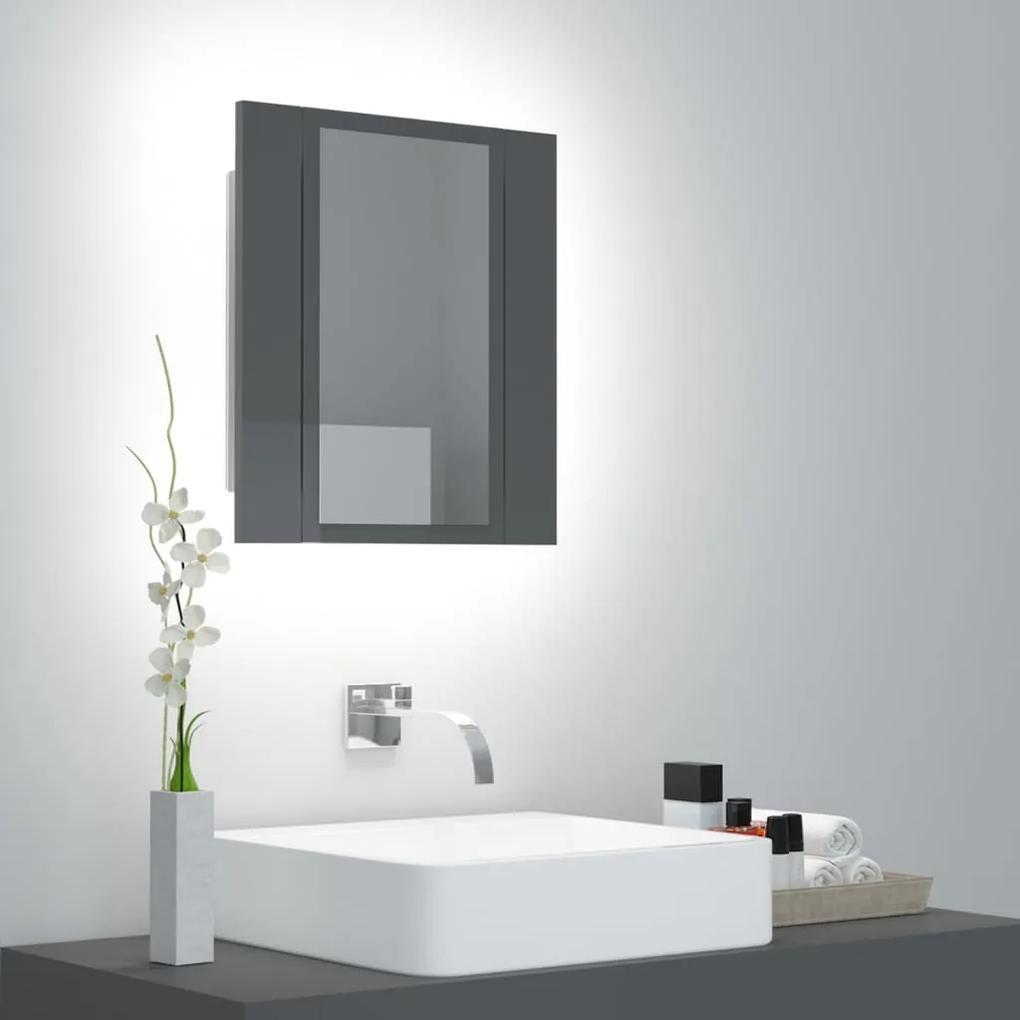 vidaXL Badkamerkast met spiegel en LED 40x12x45 cm hoogglans grijs