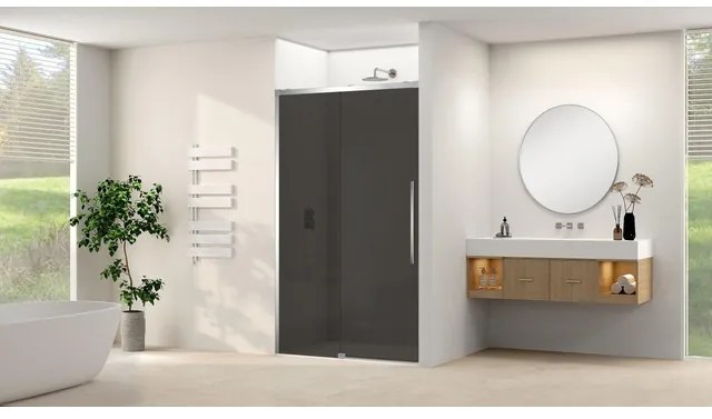 Van Rijn Products ST09 Schuifdeur vast deel - 177.5x200cm - grijs rookglas - soft-close - incl. Chroom ST09300180GRCH
