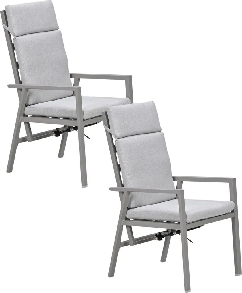 Garden Impressions Kasper tuinstoel verstelbaar taupe - 2 stuks