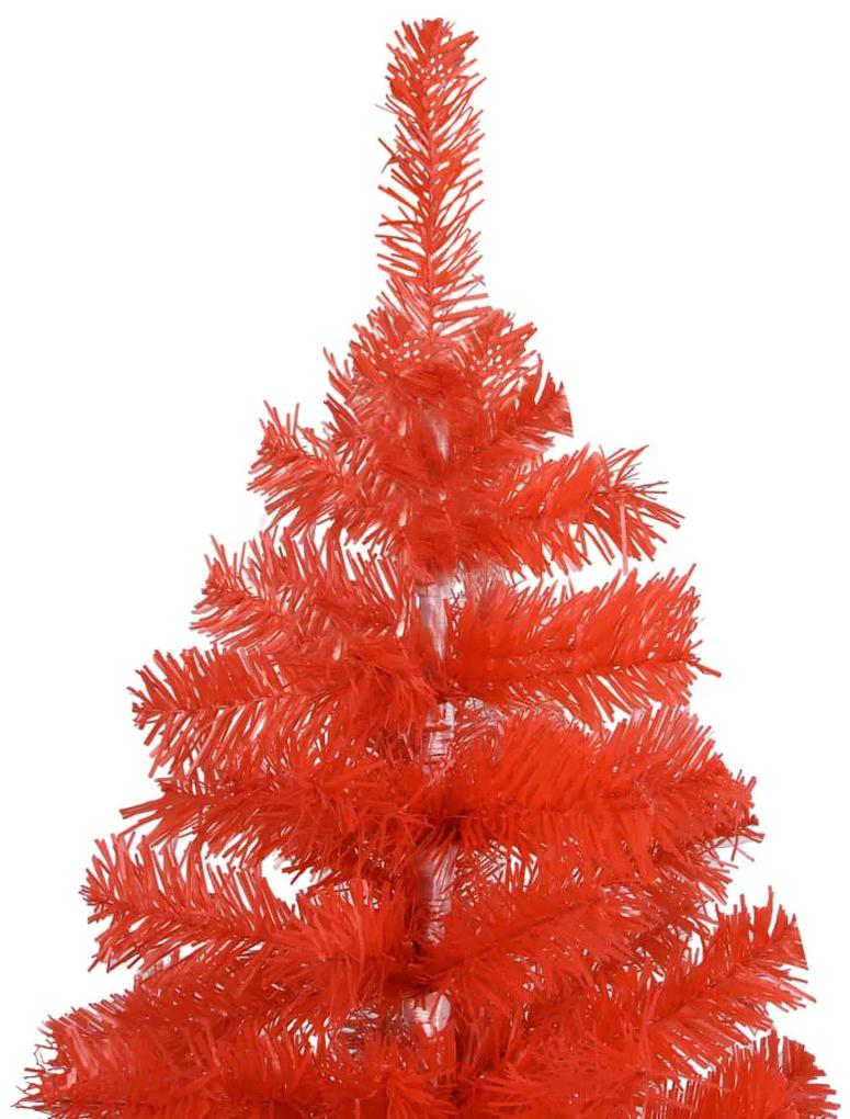 vidaXL Kunstkerstboom met LED's en kerstballenset 210 cm PVC rood
