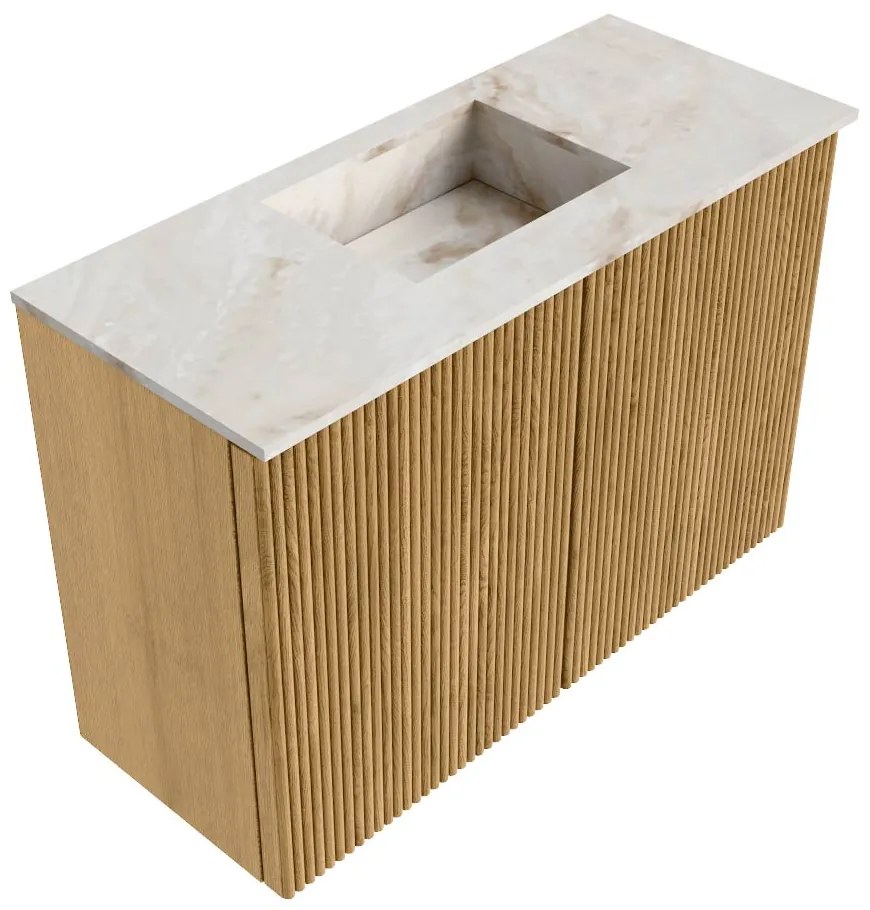 Mondiaz Joya DLux 60cm toiletmeubel oak met wastafel faye midden 1 kraangat frappe