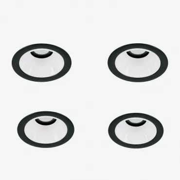 Pack Van 4 Inbouw Led-downlights Met Ronde Frames Ø7 Cm In Aluminium Luisiana Zwart – Wit & Warm Wit 3000k & 8 W & 23º - Sklum