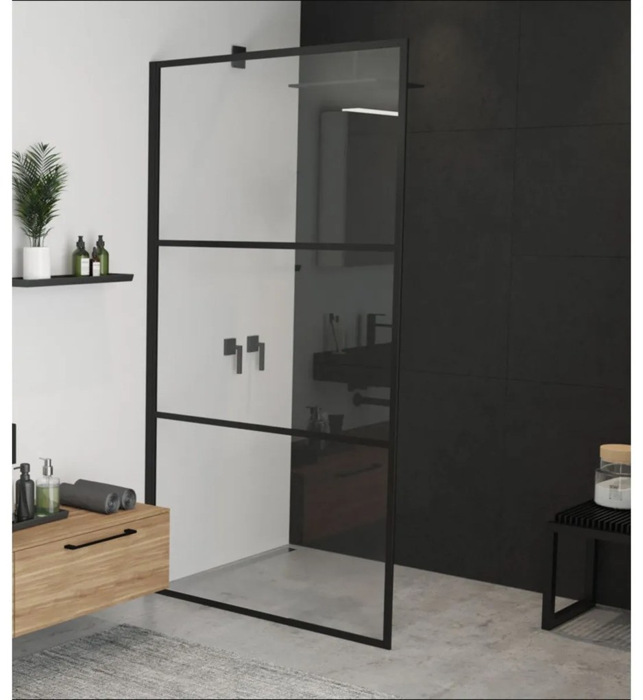 Riho Grid Gb400 inloopdouche 90x200cm met zwarte profielen 6mm