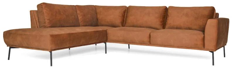 Loungebank Tulp chaise longue links | leer Colorado cognac 03 | 2,24 x 2,70 mtr breed