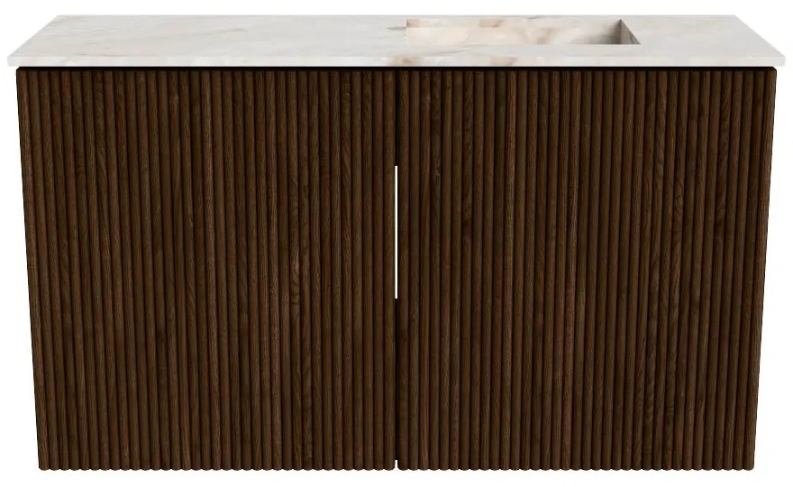 Mondiaz Joya DLux 70cm toiletmeubel walnut met wastafel faye rechts 1 kraangat frappe