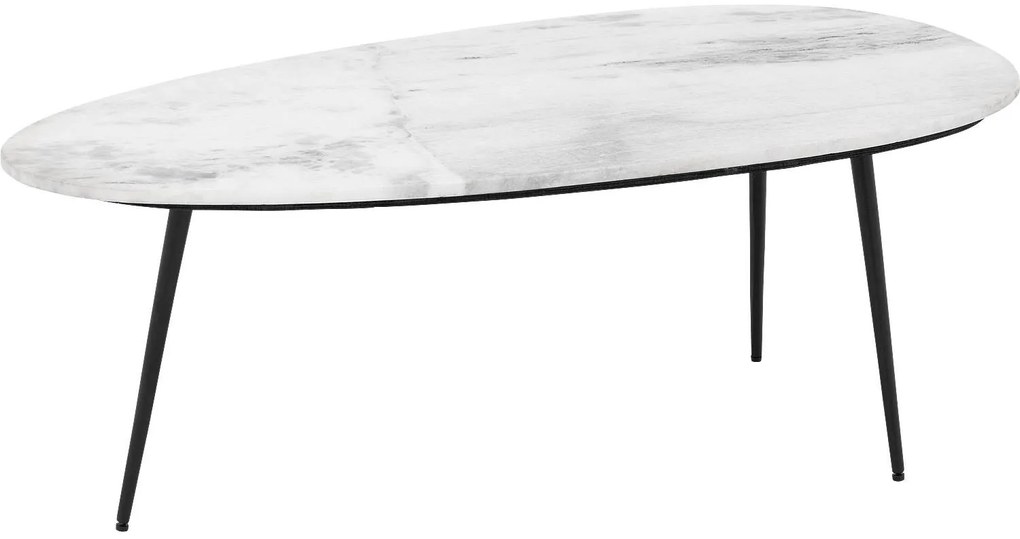 Goossens Salontafel Enzo ovaal, marmer wit, elegant chic, 110 x 40 x 55 cm