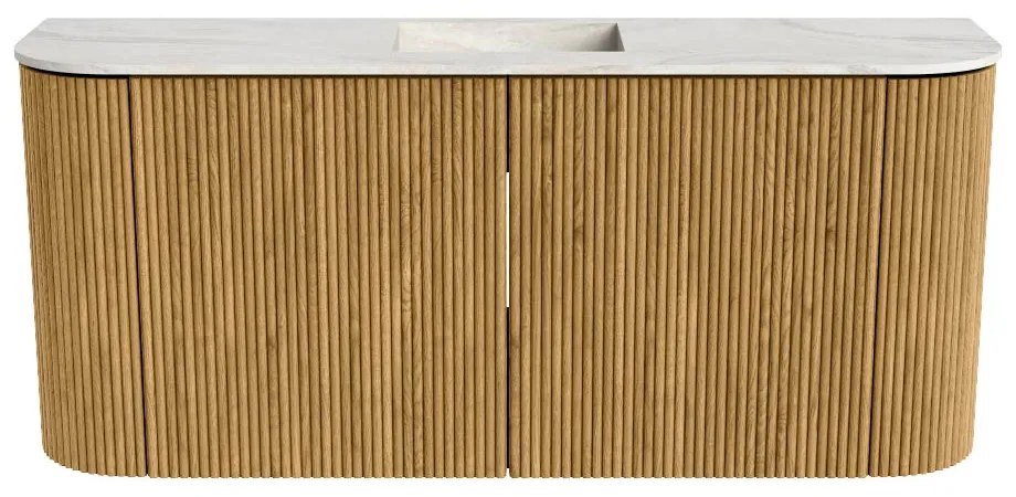 Mondiaz Joya DLux 95cm toiletmeubel ronding links/rechts oak met wastafel faye midden zonder kraangat ostra