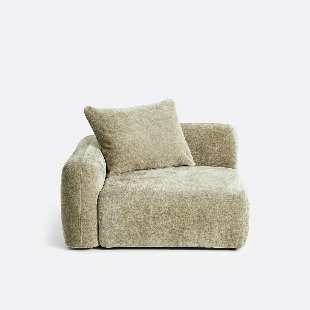 Halfzits met armleuning links voor modulaire eenheden, in jacquard chenille, AMAD