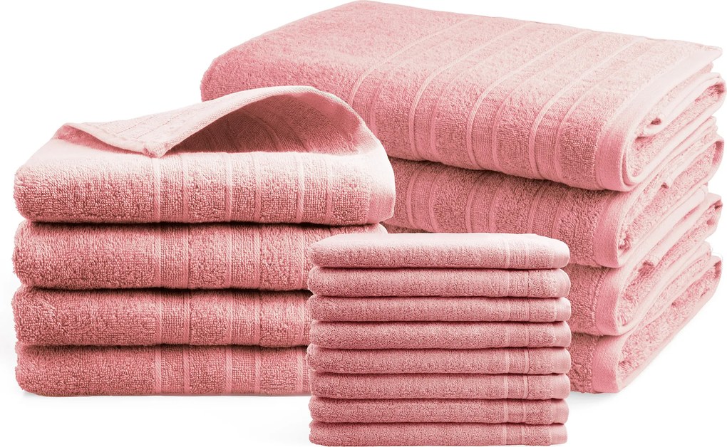 Handdoeken 16 delig set - Doublelife Recycled Cotton Collectie - powder pink