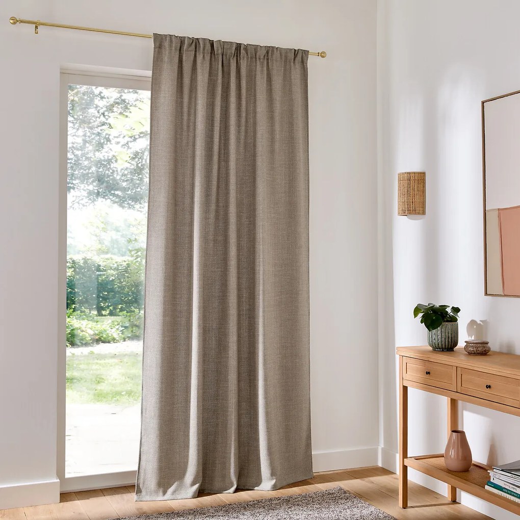 Filterend gordijn, gevlochten effect, met gerimpelde bies en golf, Montego