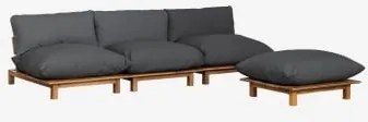 3-delige Modulaire Relaxbank Met Poef Van Acaciahout Brina Grijs – Grafiet - Sklum