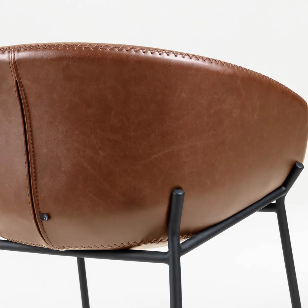 Kave Home Yvette Moderne Barkruk Bruin Leer - Laag