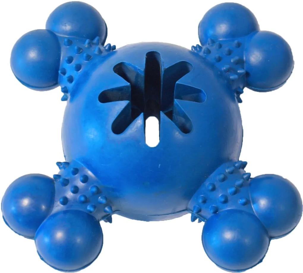 Hondenspeelgoed rubber X-bot snackbal 12 cm blauw