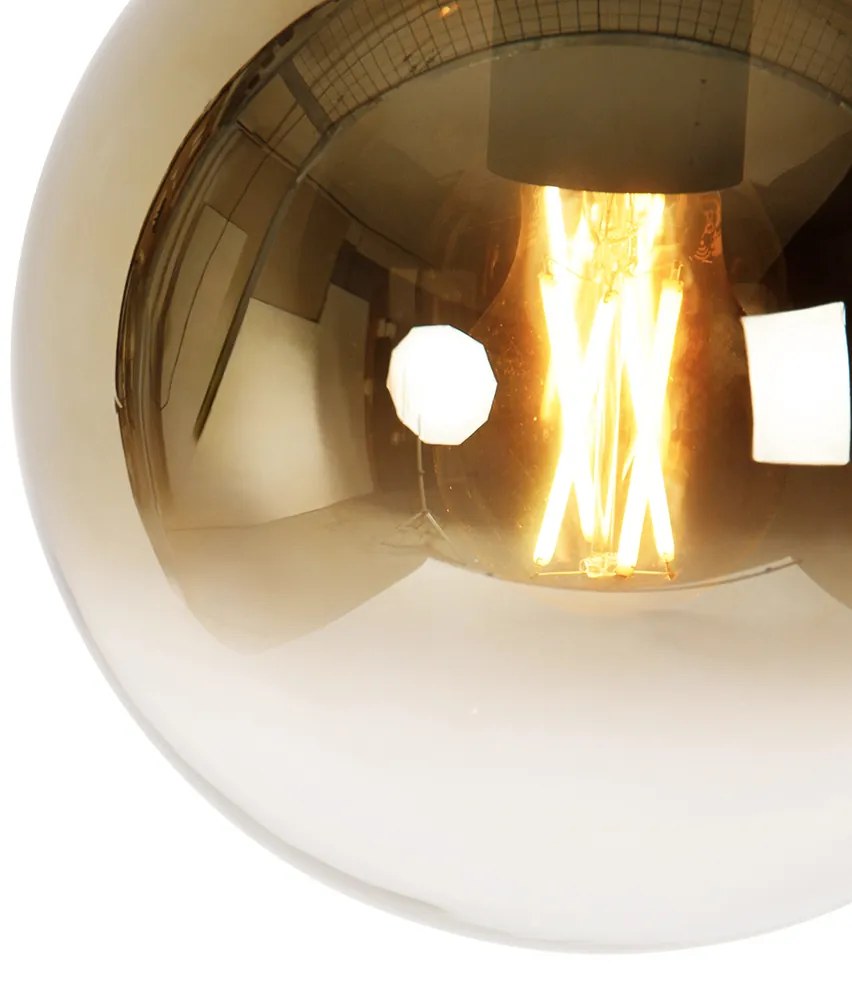 Smart hanglamp zwart met goud glas 20 cm incl. Wifi A60 - Pallon