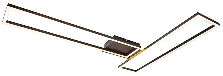 Plafondlamp langwerpig zwart 3-staps dimbaar - Plazas Novo