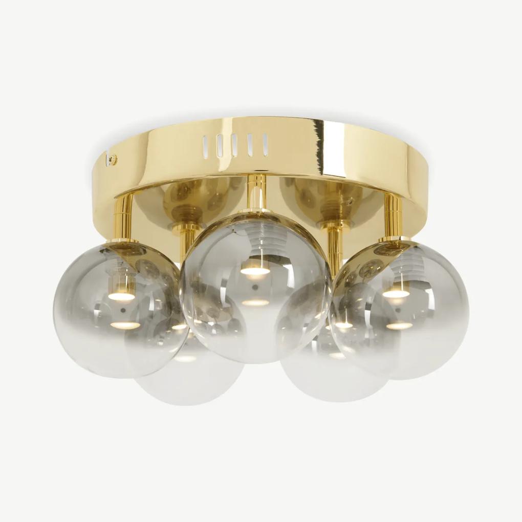 Onyx LED inbouw hanglamp, messing en grijs ombre glas