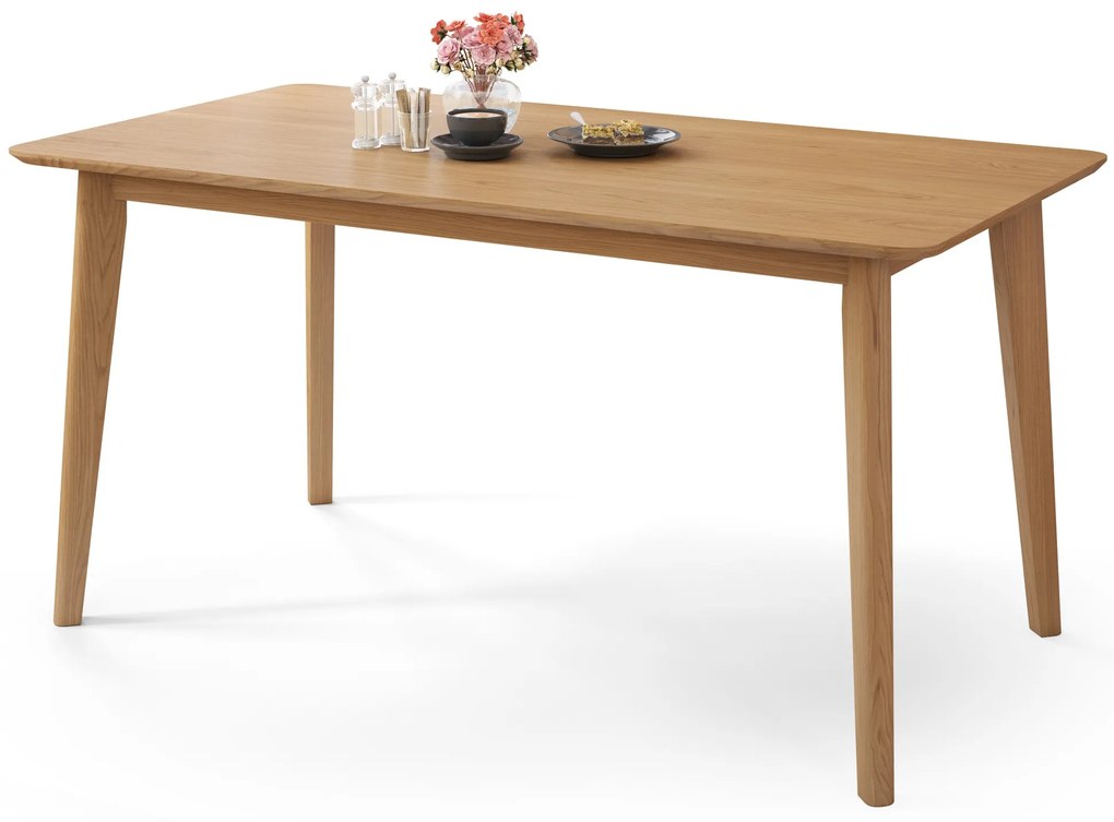 ROXY Onderstel naturel eik, 150cm/80cm - RETRO KEUKEN-/DININGTAFEL - rechthoekige houten tafel