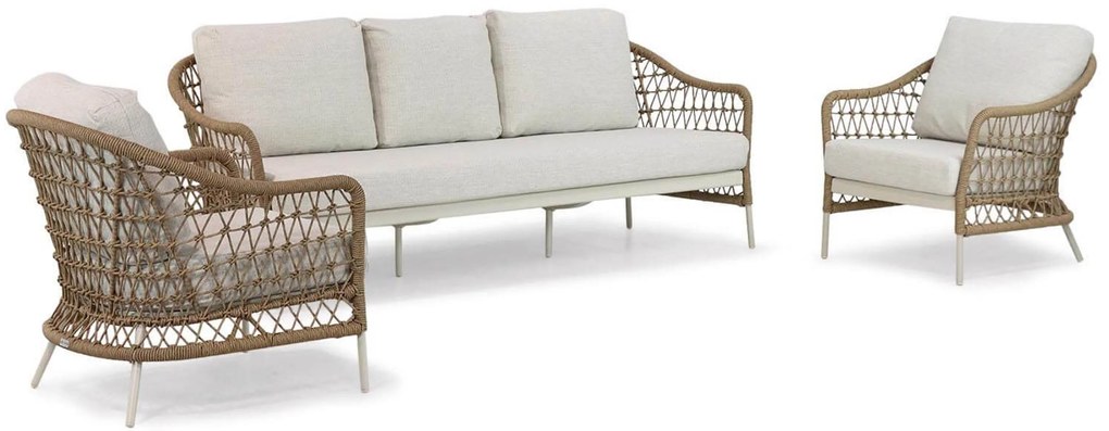 Stoel en Bank Loungeset 5 personen Wicker/Aluminium/Aluminium/wicker Taupe Coco Bali