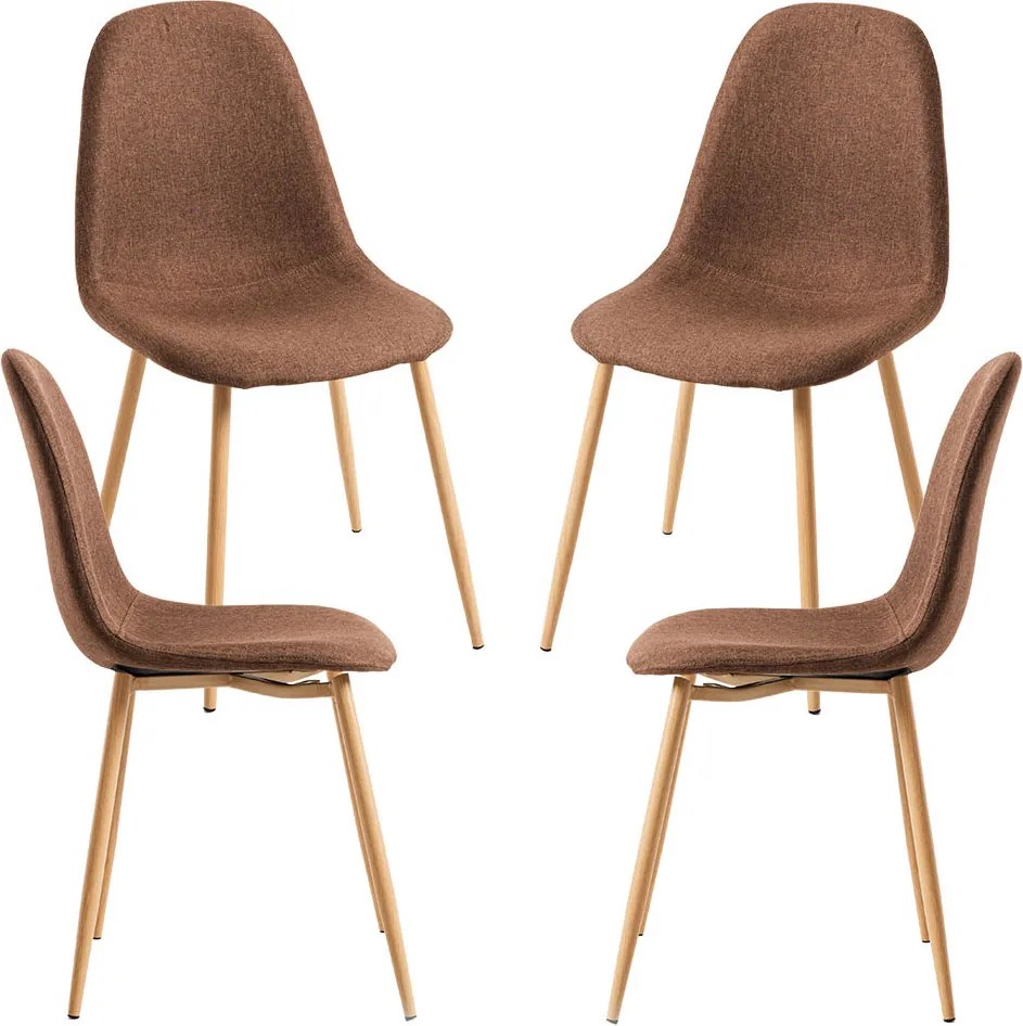 Set 4 Teok Stoffen Stoelen