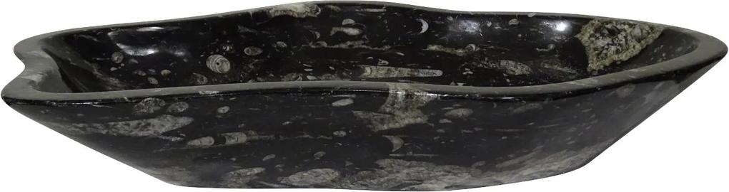 Zwart marmeren waskom | Eeuwenoud Orthoceras Fossiel | 37 x 70 x 11,5 cm