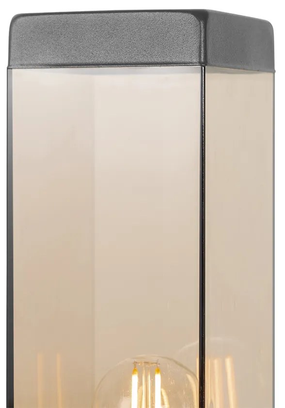 Buitenlamp antraciet met smoke glas met grondpin en kabelmof 80cm IP44 - Malios Modern E27 IP44 Buitenverlichting