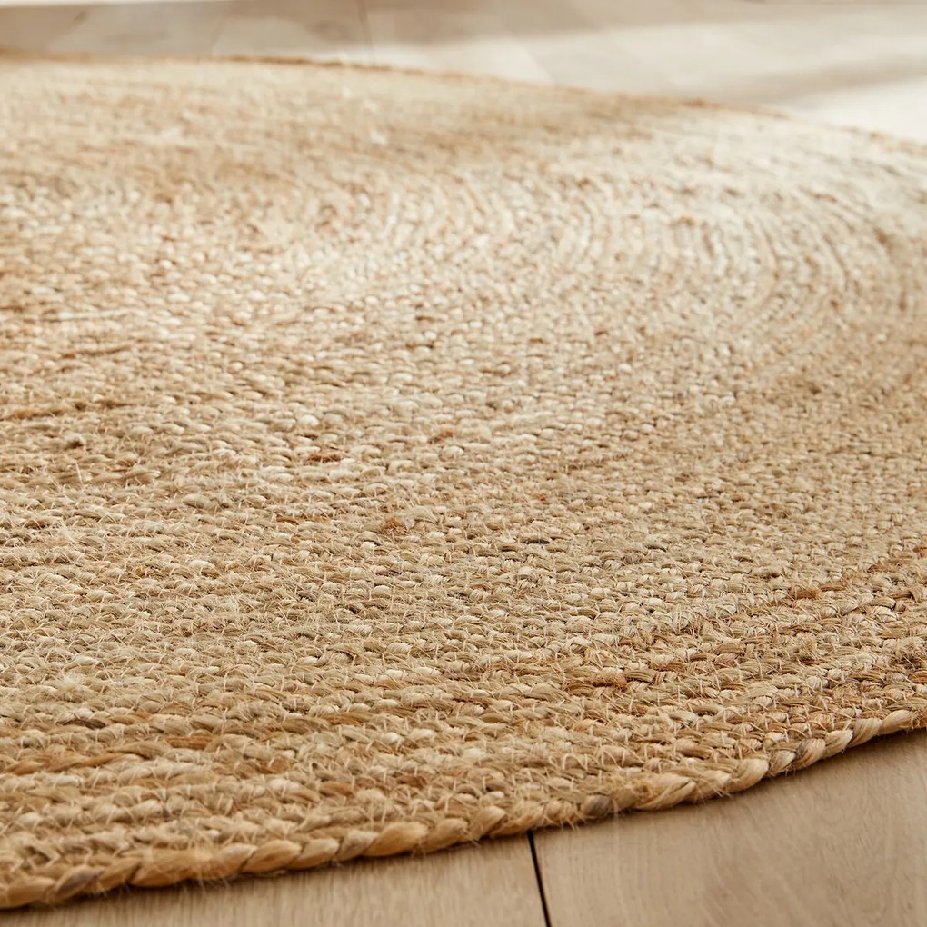 Rond vloerkleed Ø160 cm in jute, handgevlochten, Hempy