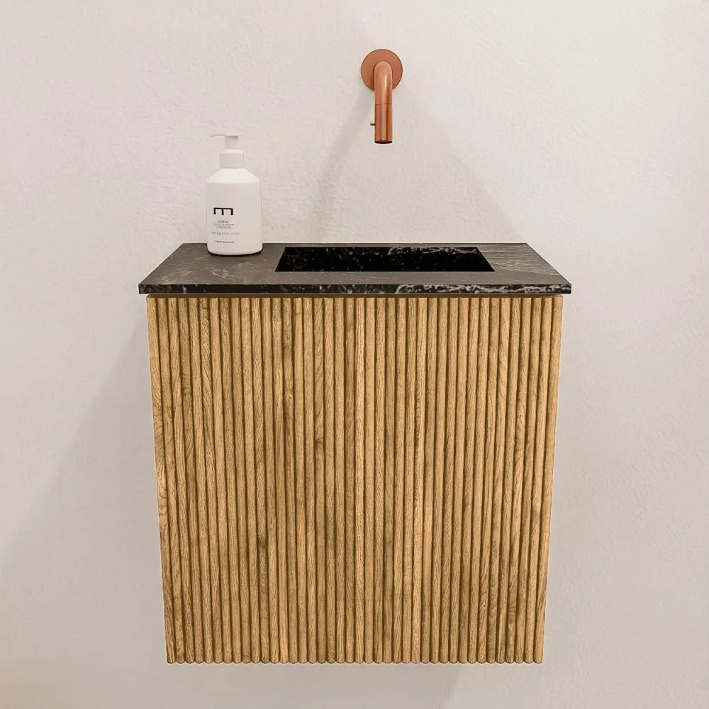 Mondiaz Joya DLux 40cm toiletmeubel oak met wastafel faye rechts zonder kraangat lava