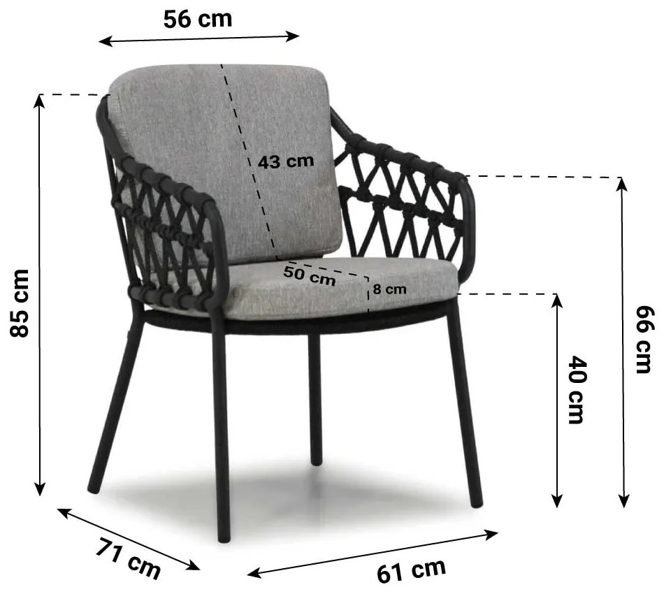 Tuinset 6 personen  Teak/Rope Grijs 4 Seasons Outdoor Seasons