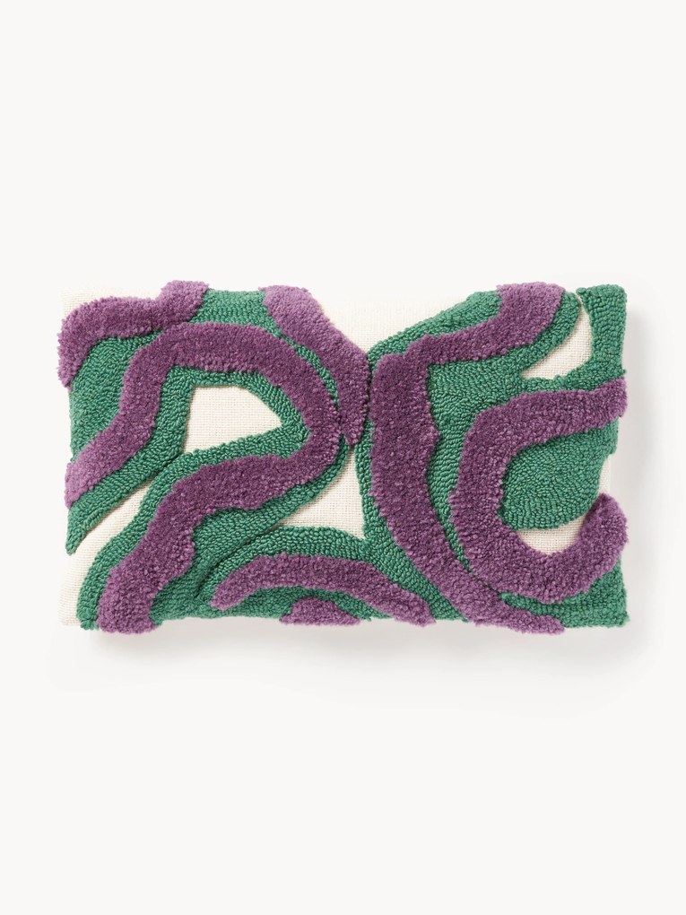 Handgetufte kussenhoes Jiri met bies