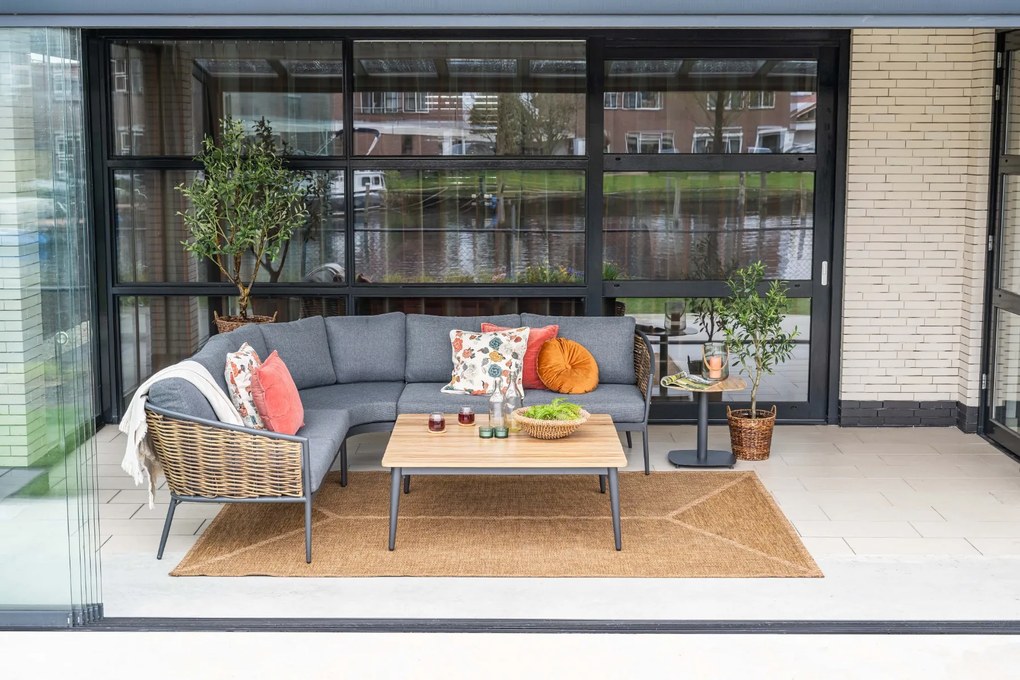 GI Bali loungeset (4-delig) - Naturel Rotan/Carbon Black OP=OP