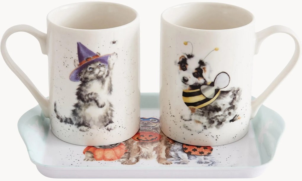 Mokken en dienbladset Trick Or Treat, 3-delig