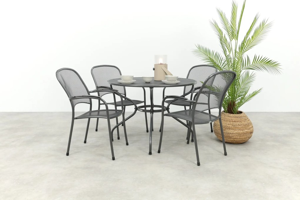 Royal Garden Carlo ronde stapelbare tuinset strekmetaal Ø105 cm.