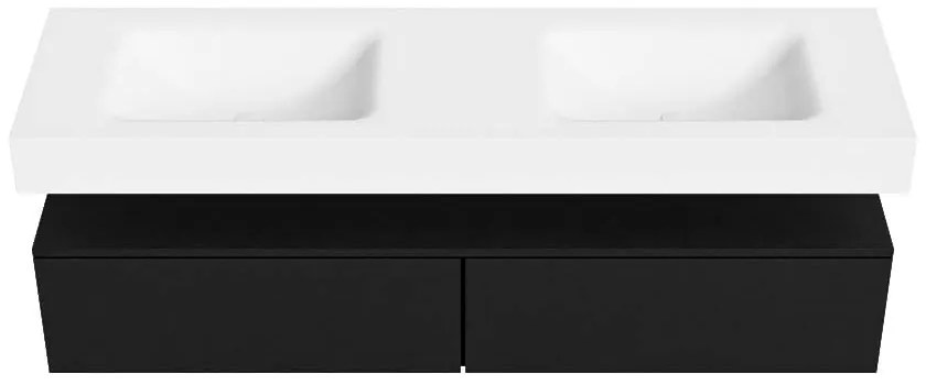 Zaro Alan badmeubel 160cm urban 2 lades met vrijhangende wastafel cloud dubbel 2 kraangaten talc