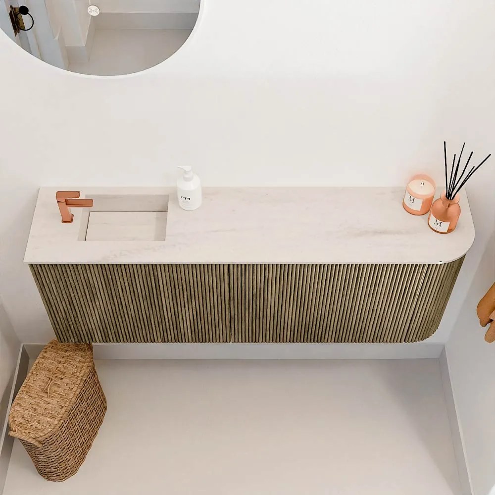 Mondiaz Joya DLux 110cm toiletmeubel ronding rechts dusk met wastafel faye links 1 kraangat meli