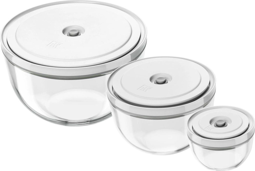 ZWILLING Fresh & Save BOWLS Vacuümkommen set S/M/L / 6-delig, Glas, transparant-wit - Fresh & Save BOWLS - ZWILLING